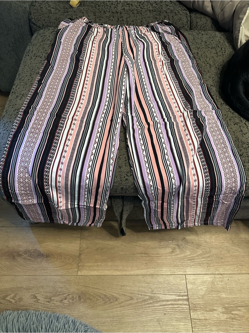 Wide Leg Striped Palazzo Pants in Pink and Black